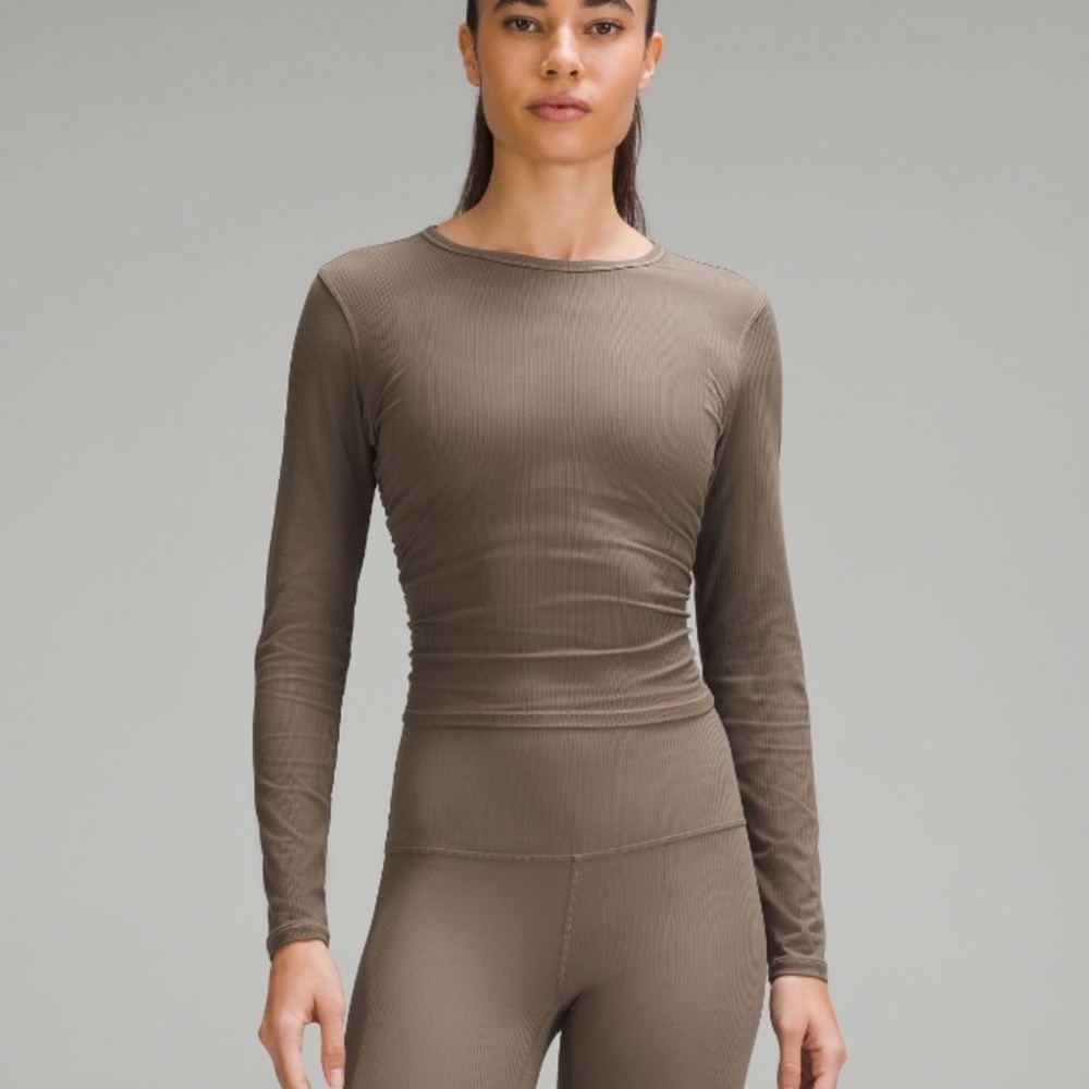 Lululemon All It Takes Ribbed Nulu long sleeve shirt size 4 in color Nomad
